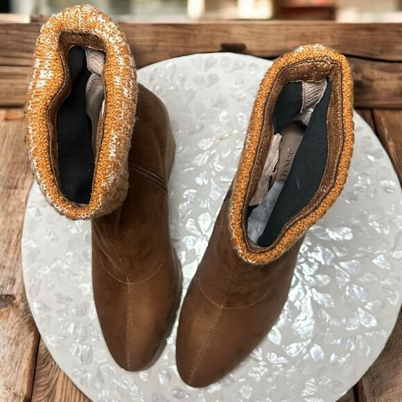 Donald J. Pliner Sindie Leather Suede Womens Knit Cuffed Booties Boots - Picture 10 of 13